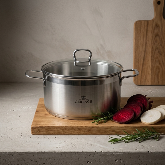GERLACH BRAVA GARNEK 5,0 L Z POKRYWKĄ 24 cm / stal nierdzewna