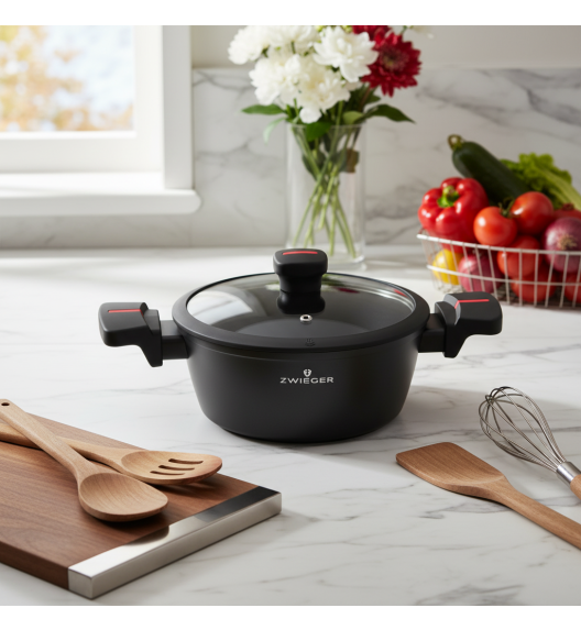 ZWIEGER RED LINE Garnek 1,8 L z pokrywką 18 cm / powłoka TitanEX