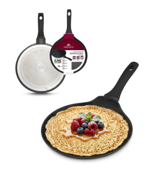 GERLACH AMBIENTE Komplet Garnki z pokrywkami 10 el + Patelnie Harmony Classic 20, 24, 28 cm + patelnia naleśnikowa 26 cm + Brytfanna / stal nierdzewna / indukcja