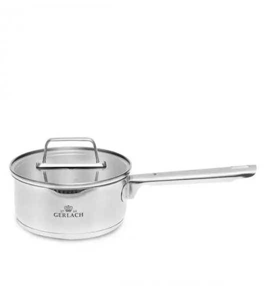 GERLACH AMBIENTE Komplet Garnki z pokrywkami 10 el + Patelnie Initial 20, 24, 28 cm  + patelnia naleśnikowa 26 cm / stal nierdzewna / indukcja