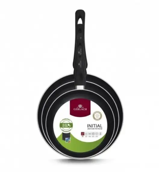 GERLACH AMBIENTE Komplet Garnki z pokrywkami 10 el + Patelnie Initial 20, 24, 28 cm  + patelnia naleśnikowa 26 cm / stal nierdzewna / indukcja