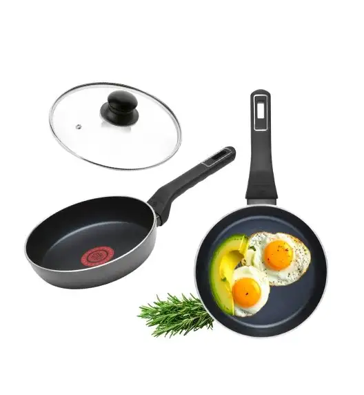 GERLACH AMBIENTE Komplet Garnki z pokrywkami 10 el + Patelnie Ambiente ThermoCoat 20, 24, 28 cm + pokrywki szklane / stal nierdzewna / indukcja