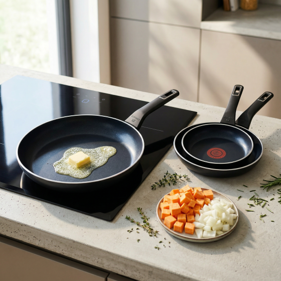 GERLACH AMBIENTE Komplet Garnki z pokrywkami 10 el + Patelnie Ambiente ThermoCoat 20, 24, 28 cm + patelnia naleśnikowa 26 cm + Brytfanna / stal nierdzewna / indukcja