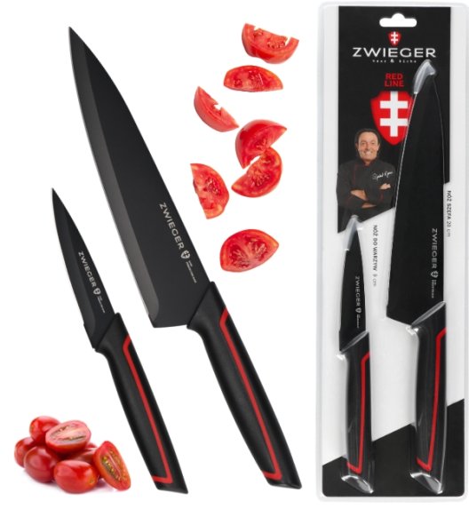 ZWIEGER RED LINE Zestaw noży 2 el / nóż szefa kuchni + nóż do warzyw i owoców