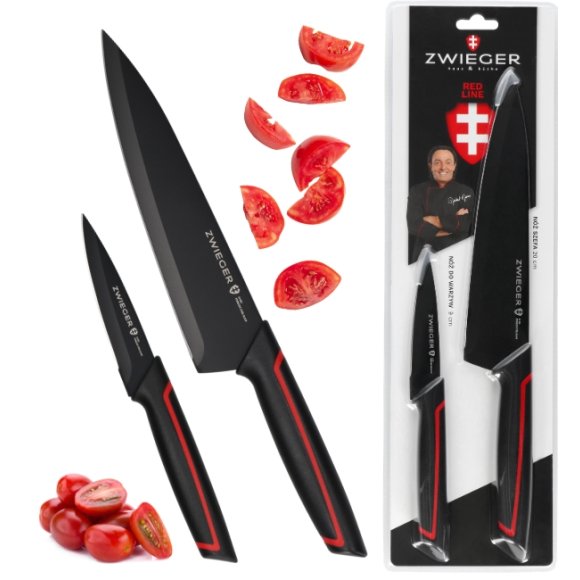 ZWIEGER RED LINE Zestaw noży 2 el / nóż szefa kuchni + nóż do warzyw i owoców
