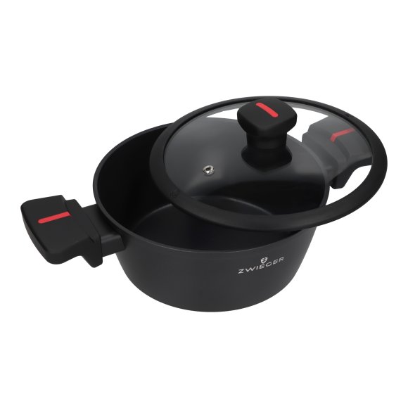 ZWIEGER RED LINE Komplet garnków z pokrywkami 18, 20, 24 cm + Patelnie 20, 24, 28 cm + Pokrywki szklane