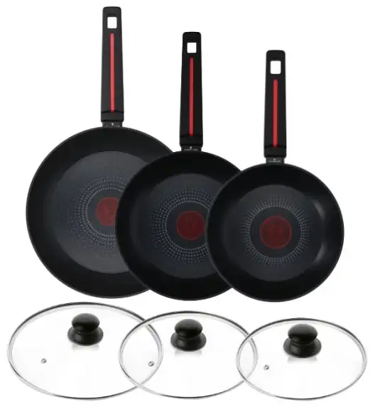 ZWIEGER RED LINE Komplet patelni 20, 24, 28 cm + Pokrywki szklane TADAR / powłoka TitanEX