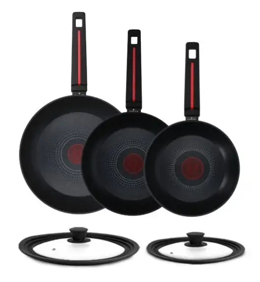 ZWIEGER RED LINE Komplet patelni 20, 24, 28 cm + Pokrywki silikonowe TADAR / powłoka TitanEX