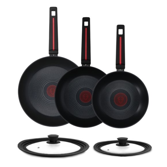 ZWIEGER RED LINE Komplet patelni 20, 24, 28 cm + Pokrywki silikonowe TADAR / powłoka TitanEX