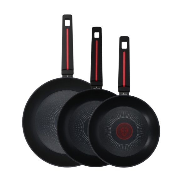 ZWIEGER RED LINE Komplet patelni 20, 24, 28 cm + pokrywki silikonowe / powłoka nieprzywierająca TitanEX