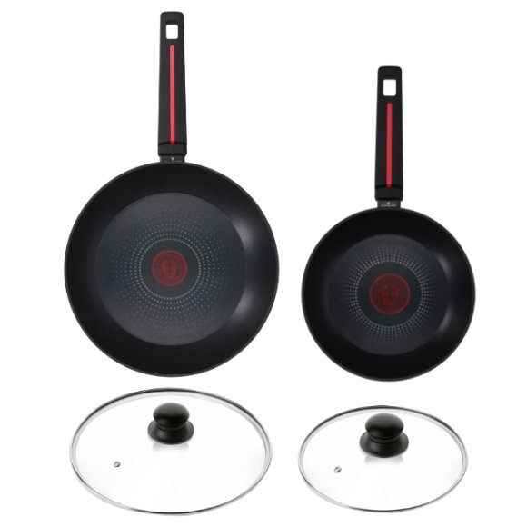 ZWIEGER RED LINE Komplet patelni 20, 28 cm + Pokrywki szklane TADAR / powłoka TitanEX