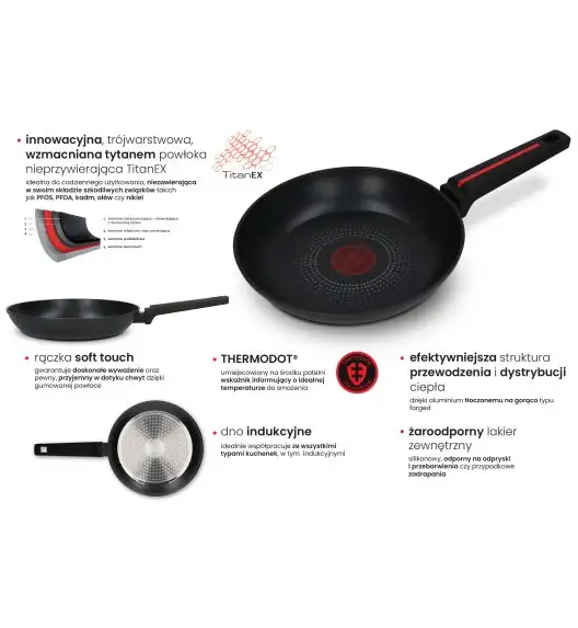 ZWIEGER RED LINE Komplet patelni 20, 24, 28 cm + Patelnia do naleśników 24 cm / powłoka TitanEX