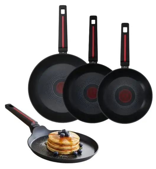 ZWIEGER RED LINE Komplet patelni 20, 24, 28 cm + Patelnia do naleśników 24 cm + Pokrywki silikonowe TADAR