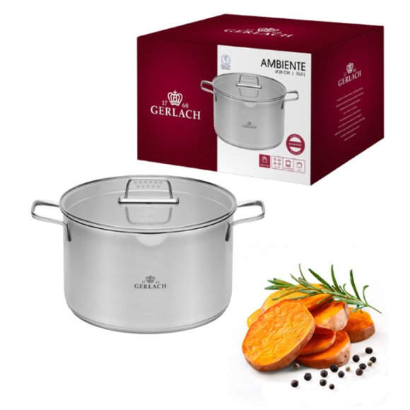 GERLACH BRAVA Komplet Garnki z pokrywkami 8 el + garnek 7 l + 10 l Gerlach Ambiente