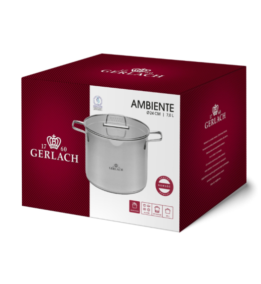 GERLACH BRAVA Komplet Garnki z pokrywkami 8 el + garnek 7 l + 10 l Gerlach Ambiente