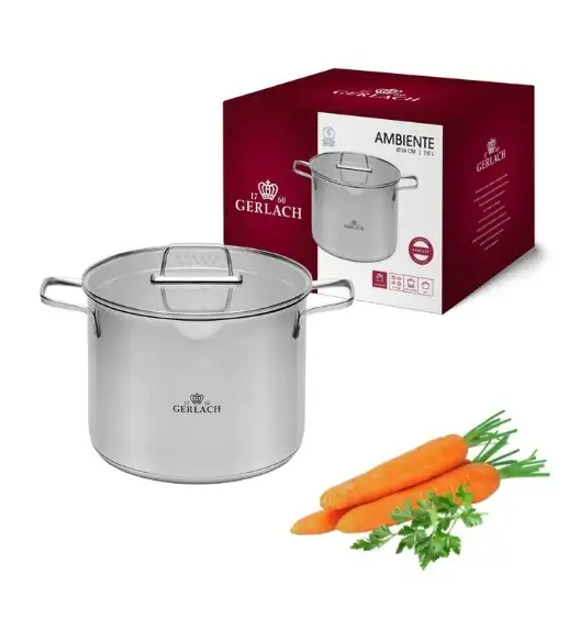 GERLACH BRAVA Komplet Garnki z pokrywkami 8 el + garnek 7 l + 10 l + Brytfanna Granitex