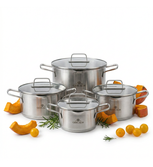 GERLACH AMBIENTE Komplet garnków z pokrywkami 8 el. / stal nierdzewna