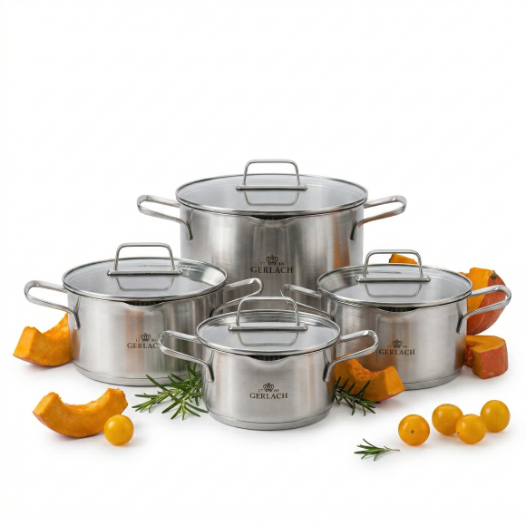 GERLACH AMBIENTE Komplet garnków z pokrywkami 8 el. / stal nierdzewna