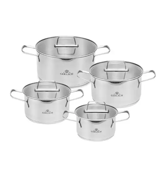 GERLACH AMBIENTE Komplet garnków z pokrywkami 8 el. / stal nierdzewna