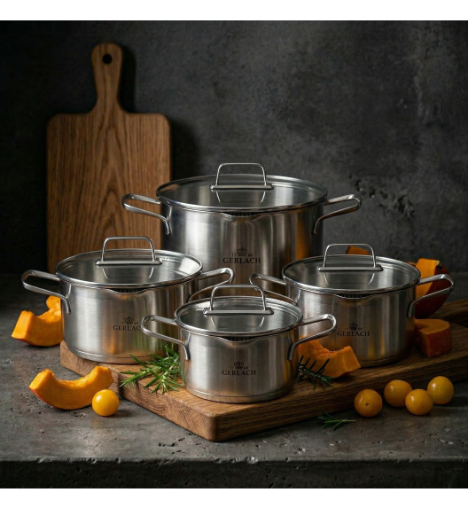 GERLACH AMBIENTE Komplet garnków z pokrywkami 8 el. / stal nierdzewna