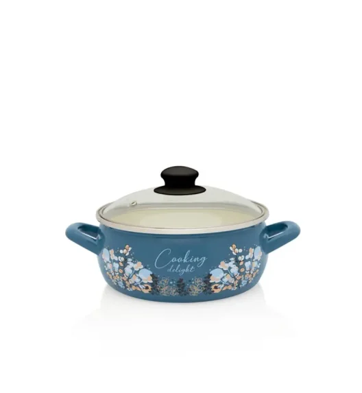 METALAC COOKING DELIGHT Garnek niski 1,5 l ze szklaną pokrywką 16 cm / emalia