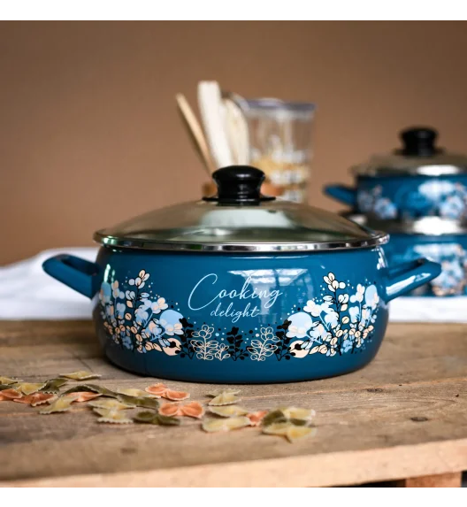 METALAC COOKING DELIGHT Garnek niski 5 l ze szklaną pokrywką 24 cm / emalia