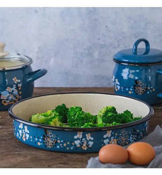 METALAC COOKING DELIGHT Naczynie do zapiekania forma do pieczenia 28 cm okrągła / emalia