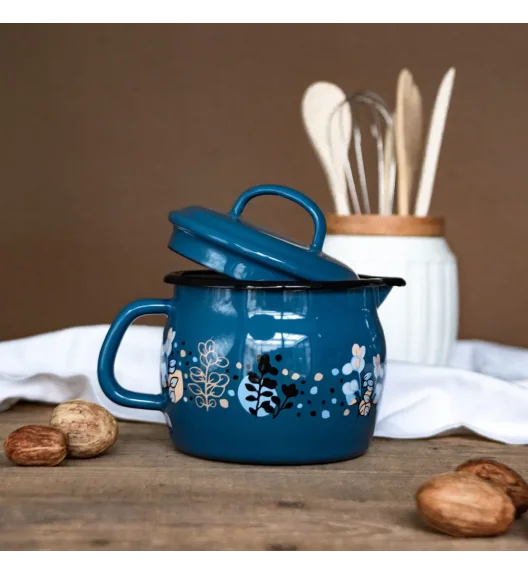 METALAC COOKING DELIGHT Kubek dzbanek 1,3 l z rączką i pokrywką 12 cm / emalia