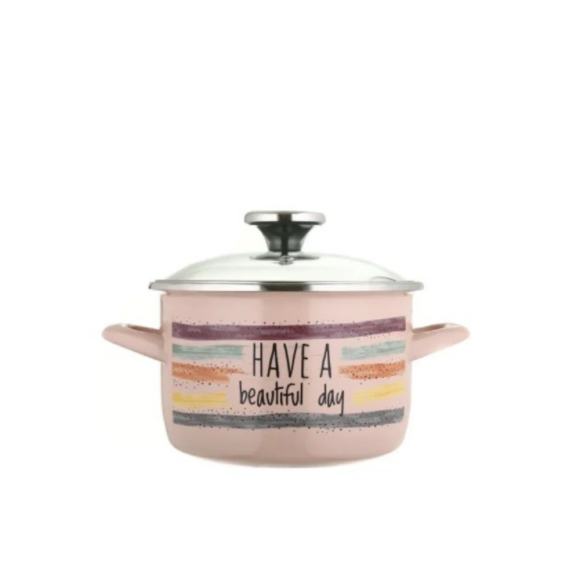 METALAC HaBD Garnek głęboki 2 l z pokrywką 16 cm / emalia