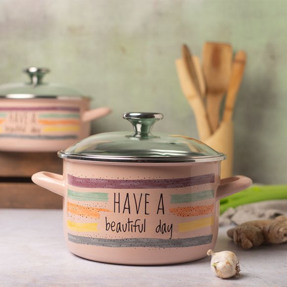 METALAC HaBD Garnek głęboki 5 l z pokrywką 22 cm / emalia