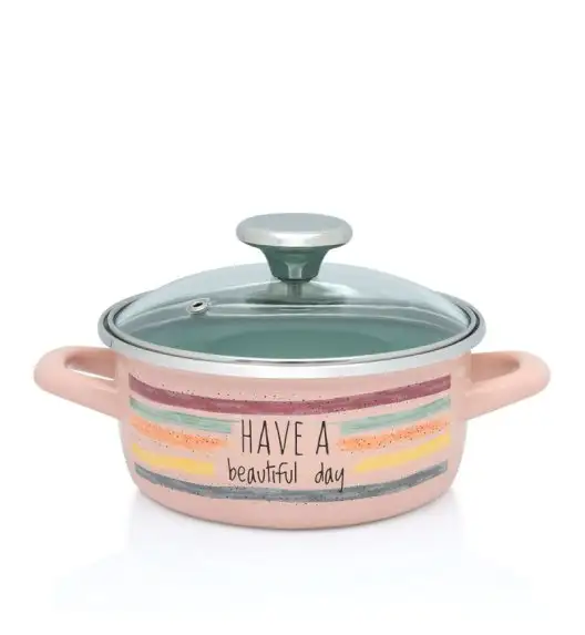 METALAC HaBD Garnek niski 1,5 l z pokrywką 16 cm / emalia