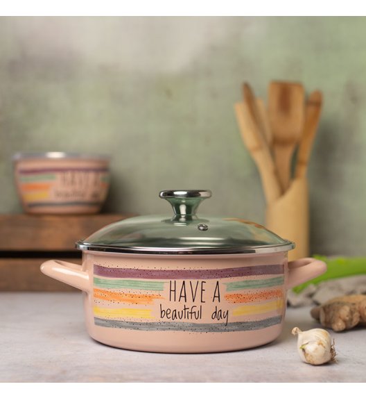 METALAC HaBD Garnek niski 1,5 l z pokrywką 16 cm / emalia