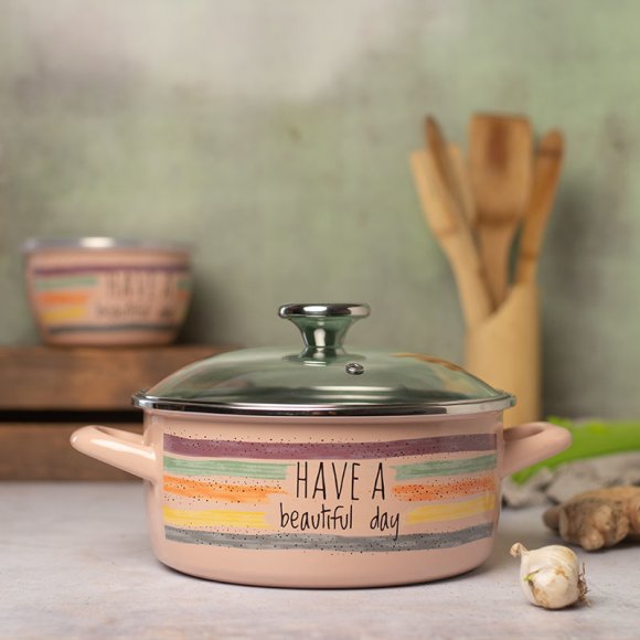 METALAC HaBD Garnek niski 1,5 l z pokrywką 16 cm / emalia