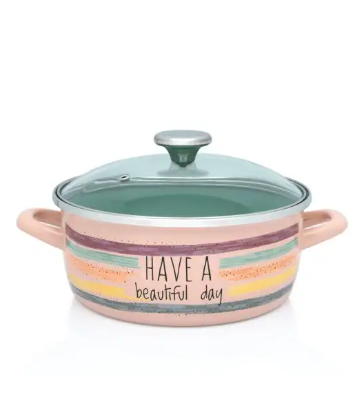 METALAC HaBD Garnek niski 3,5 l z pokrywką 22 cm / emalia