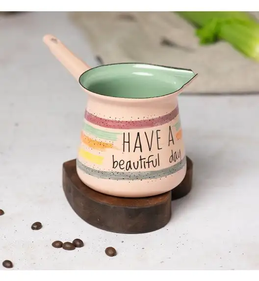 METALAC HaBD Klasyczny dzbanek do kawy tygielek z raczką 400 ml / emalia