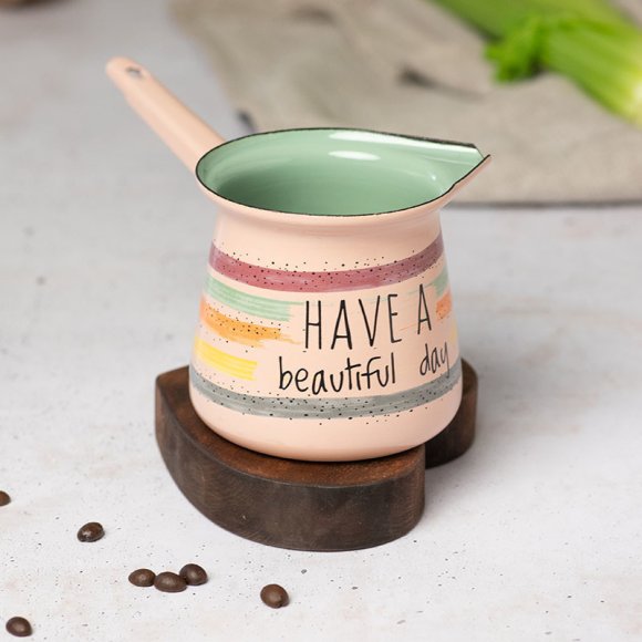 METALAC HaBD Klasyczny dzbanek do kawy tygielek z raczką 400 ml / emalia