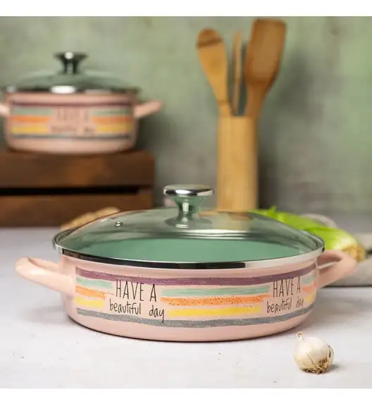 METALAC HaBD Garnek niski 4 l z pokrywką 26 cm / emalia