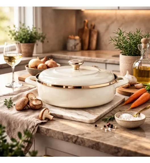 METALAC MAXIMUS PLUS Garnek niski 3,9 l z pokrywką 24 cm / emalia