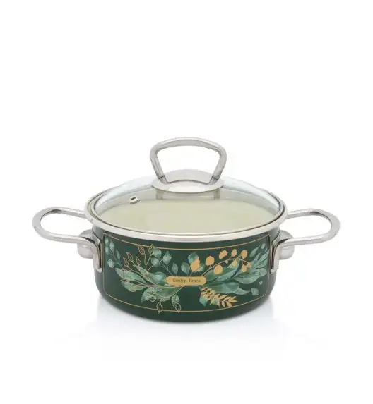 METALAC GOLDEN TIMES Garnek niski 1,5 z pokrywką 16 cm / emalia