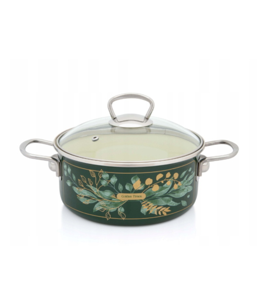 METALAC GOLDEN TIMES Garnek niski 2,75 l z pokrywką 20 cm/ emalia