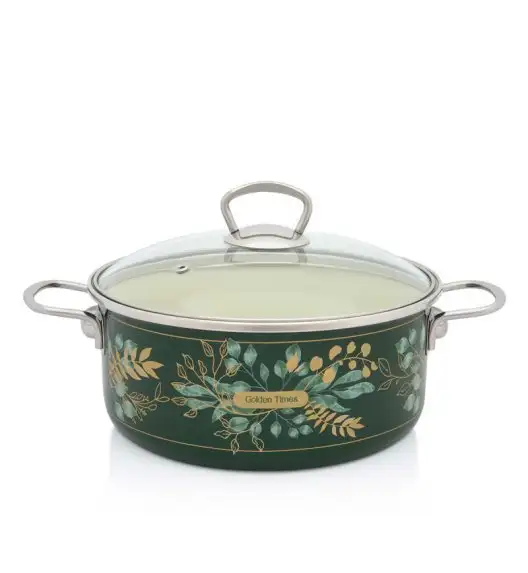 METALAC GOLDEN TIMES Garnek niski 4,75 l z pokrywką 24 cm / emalia