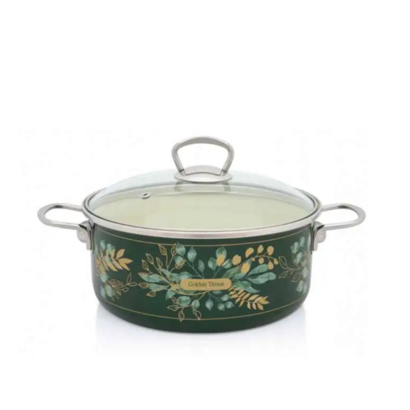 METALAC GOLDEN TIMES Garnek niski 4,75 l z pokrywką 24 cm / emalia