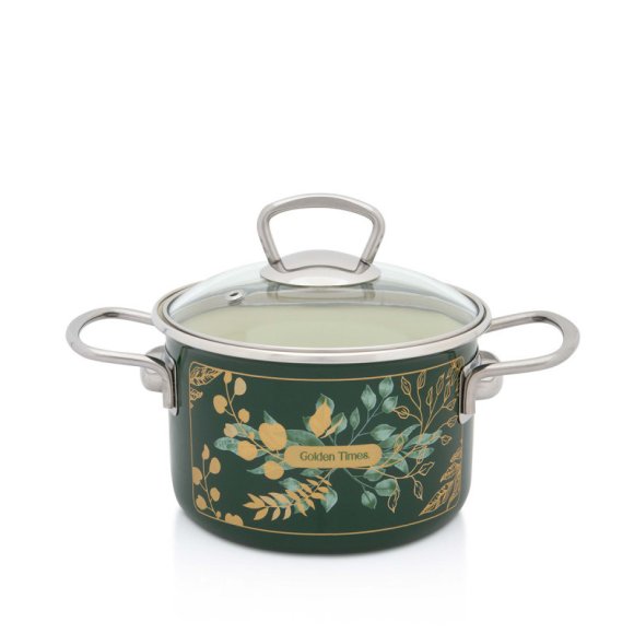 METALAC GOLDEN TIMES Garnek 2 l ze szklaną pokrywką / emalia