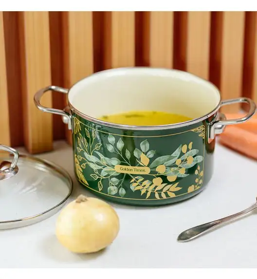 METALAC GOLDEN TIMES Garnek 6,75 l ze szklaną pokrywką 24 cm / emalia