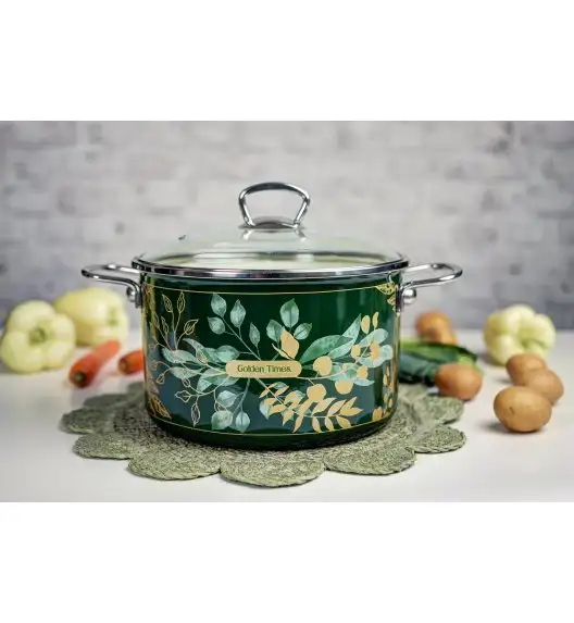 METALAC GOLDEN TIMES Garnek 6,75 l ze szklaną pokrywką 24 cm / emalia