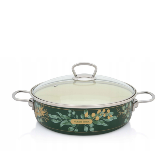 METALAC GOLDEN TIMES Garnek niski 4 l z pokrywką / emalia