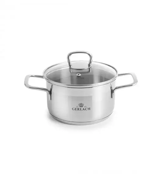 GERLACH BRAVA Komplet Garnki z pokrywkami 8 el + patelnie Gerlach Harmony Classic 20, 24, 28 cm + pokrywki szklane 