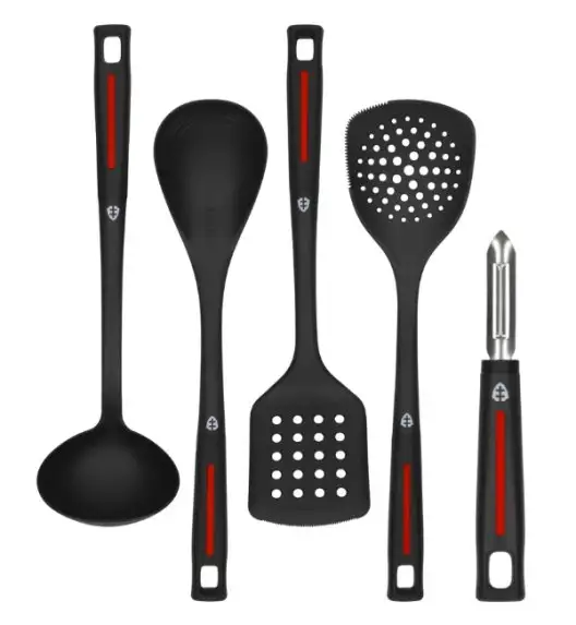 ZWIEGER RED LINE Komplet przyborów 5 el / Chochla + Łopatka + Łyżka + Podbierak + Obieraczka pionowa / tworzywo sztuczne