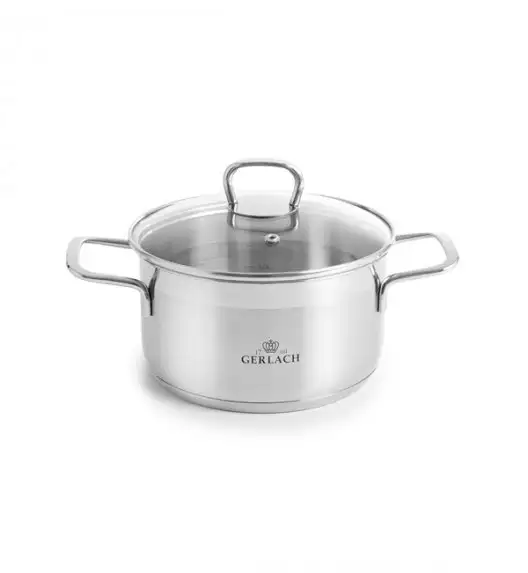 GERLACH BRAVA Komplet Garnki z pokrywkami 8 el + patelnie Gerlach Ambiente 20, 24, 28 cm + pokrywki szklane