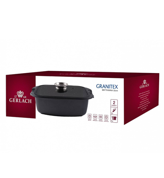 GERLACH BRAVA Komplet Garnki z pokrywkami 8 el + patelnie Gerlach Ambiente 20, 24, 28 cm + Patelnia naleśnikowa 26 cm + Brytfanna Granitex